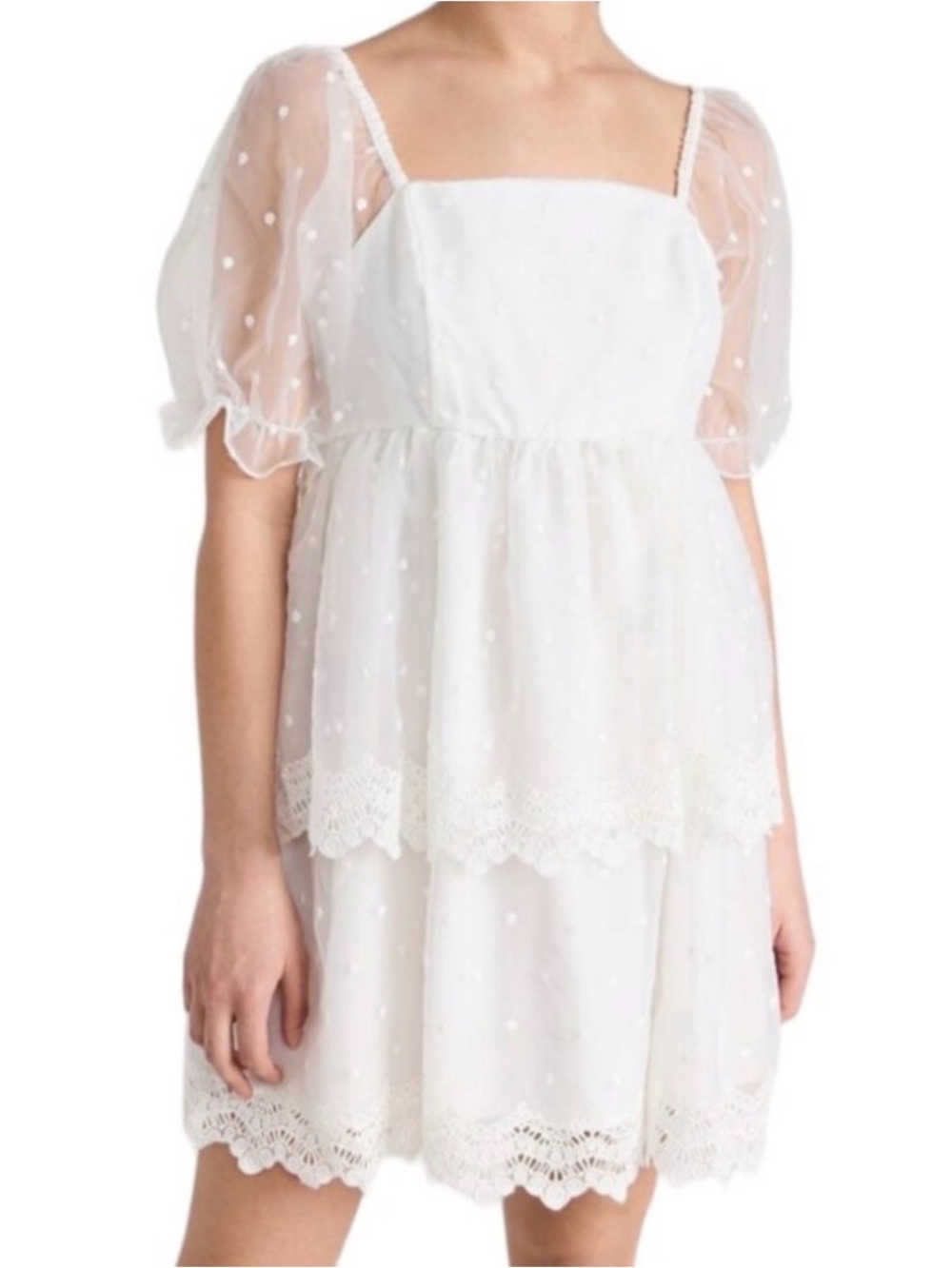 English factory dotted organza mini dress XL